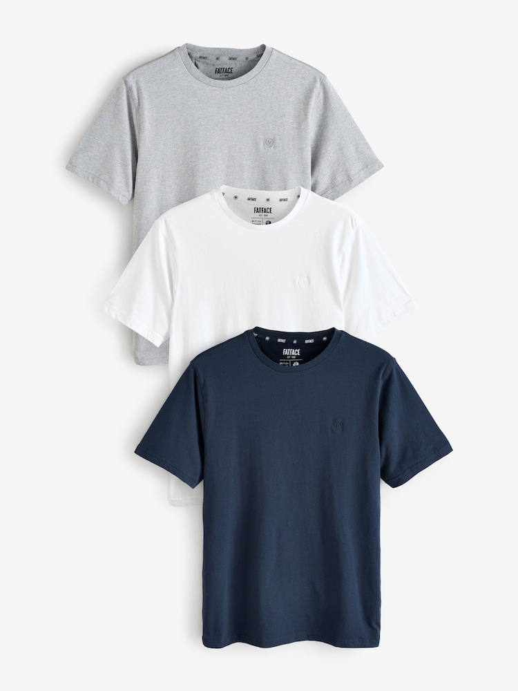 FatFace Navy 100% Cotton Short Sleeve T-Shirts 3 Pack - Image 1 of 4