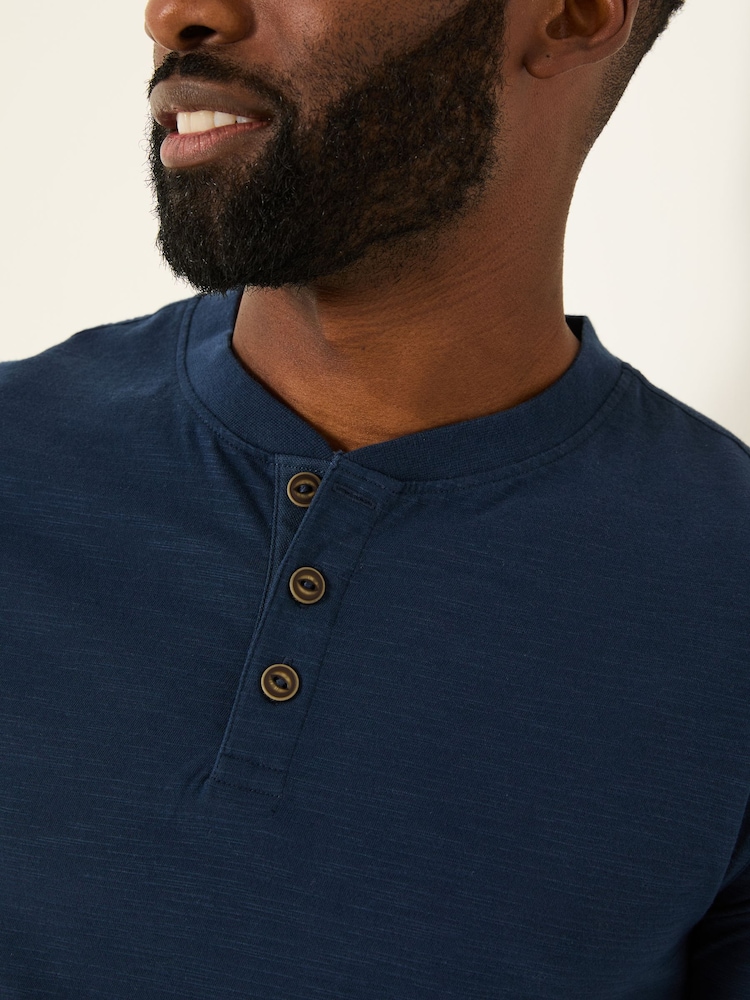 FatFace Woodside Navy Slub Henley T-Shirt - Image 4 of 5
