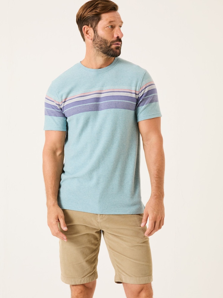 Light Blue Jacquard Chest Stripe T Shirt - Image 1 of 6 Light Blue Jacquard Chest Stripe T Shirt - Image 1 of 6
