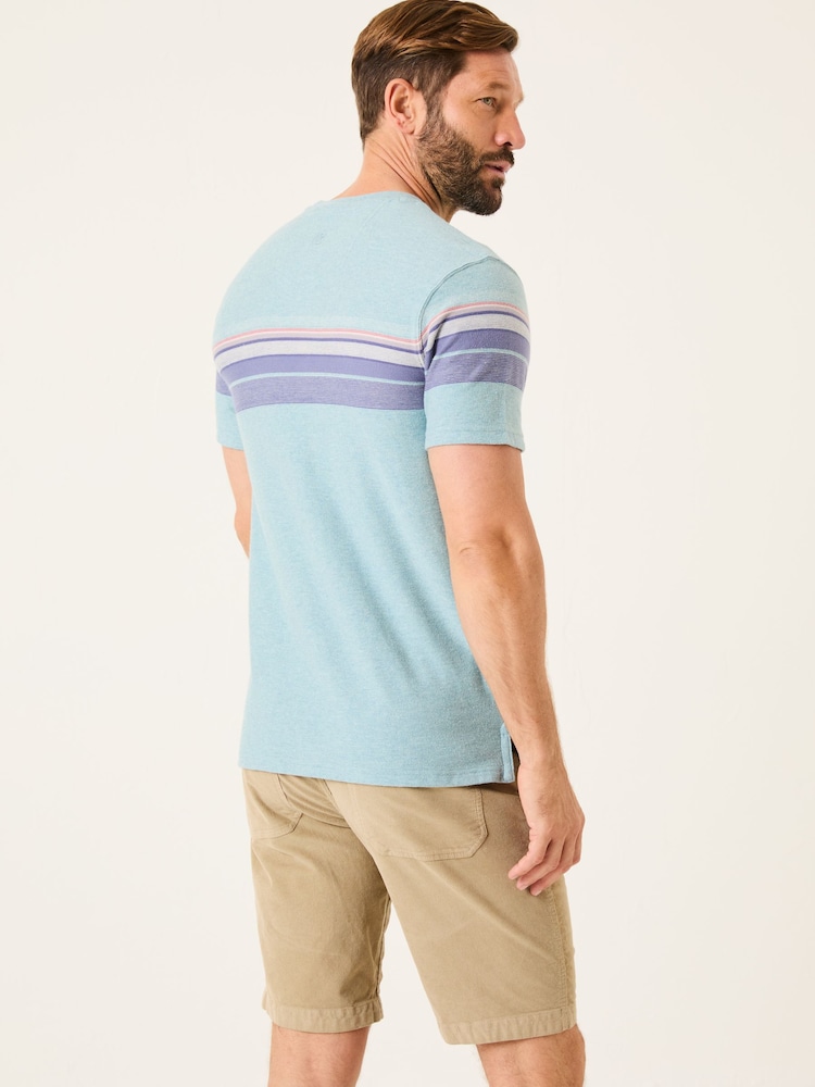 Light Blue Jacquard Chest Stripe T Shirt - Image 2 of 6 Light Blue Jacquard Chest Stripe T Shirt - Image 2 of 6
