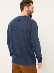 FatFace Indigo Blue 100% Cotton Ower Henley T-Shirt - Image 2 of 8