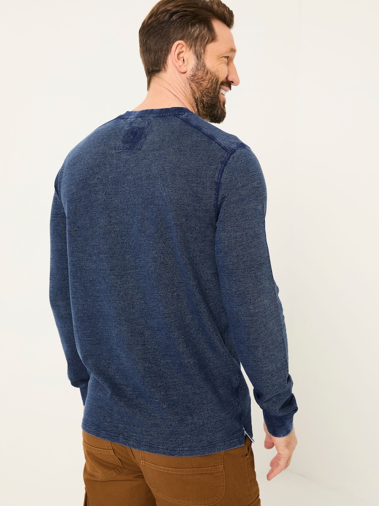 FatFace Indigo Blue 100% Cotton Ower Henley T-Shirt - Image 2 of 8