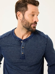 FatFace Indigo Blue 100% Cotton Ower Henley T-Shirt - Image 5 of 8