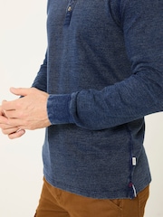 FatFace Indigo Blue 100% Cotton Ower Henley T-Shirt - Image 6 of 8