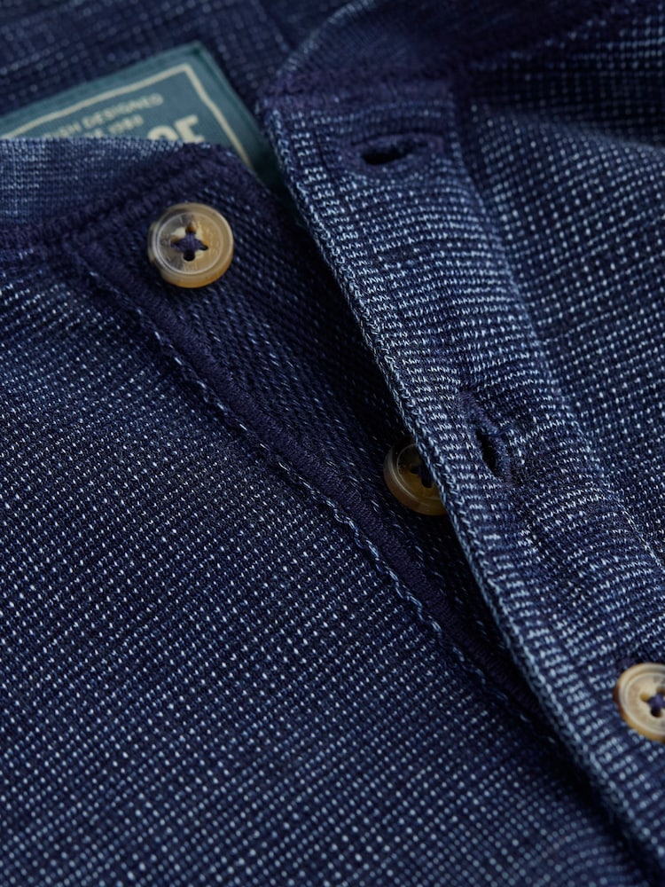 FatFace Indigo Blue 100% Cotton Ower Henley T-Shirt - Image 8 of 8