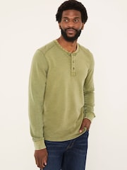 FatFace Green 100% Cotton Ower Henley T-Shirt - Image 1 of 6