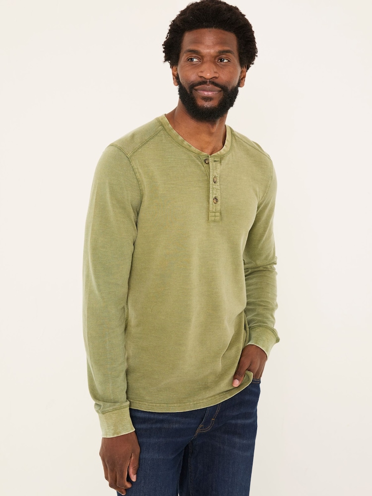 FatFace Green 100% Cotton Ower Henley T-Shirt - Image 1 of 6