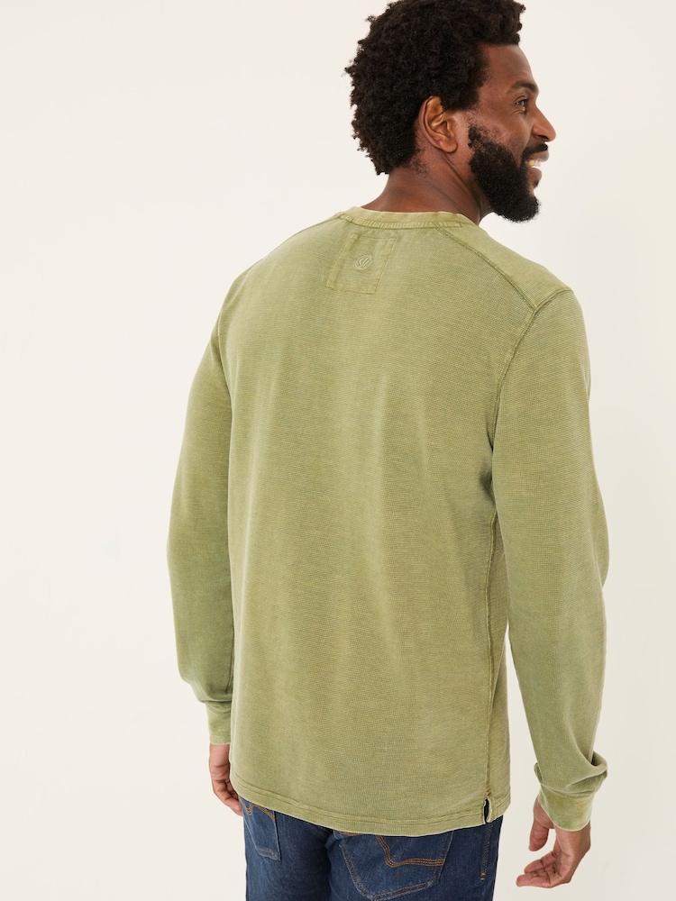 FatFace Green 100% Cotton Ower Henley T-Shirt - Image 2 of 6