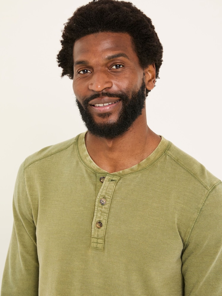 FatFace Green 100% Cotton Ower Henley T-Shirt - Image 3 of 6