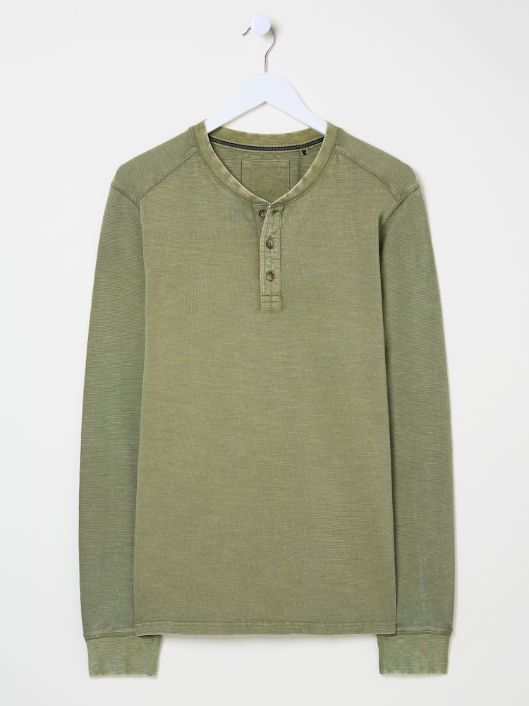 FatFace Green 100% Cotton Ower Henley T-Shirt - Image 6 of 6