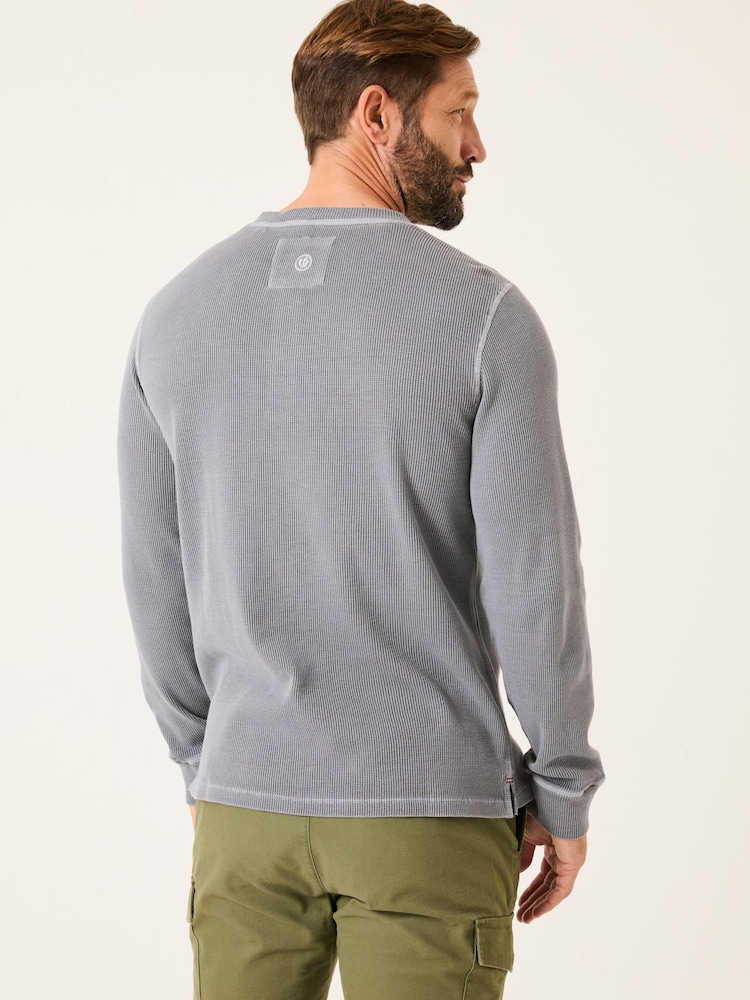 FatFace Grey Long Sleeve Waffle Henley T-Shirt - Image 2 of 7