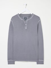 FatFace Grey Long Sleeve Waffle Henley T-Shirt - Image 6 of 7