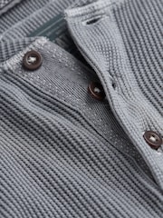 FatFace Grey Long Sleeve Waffle Henley T-Shirt - Image 7 of 7