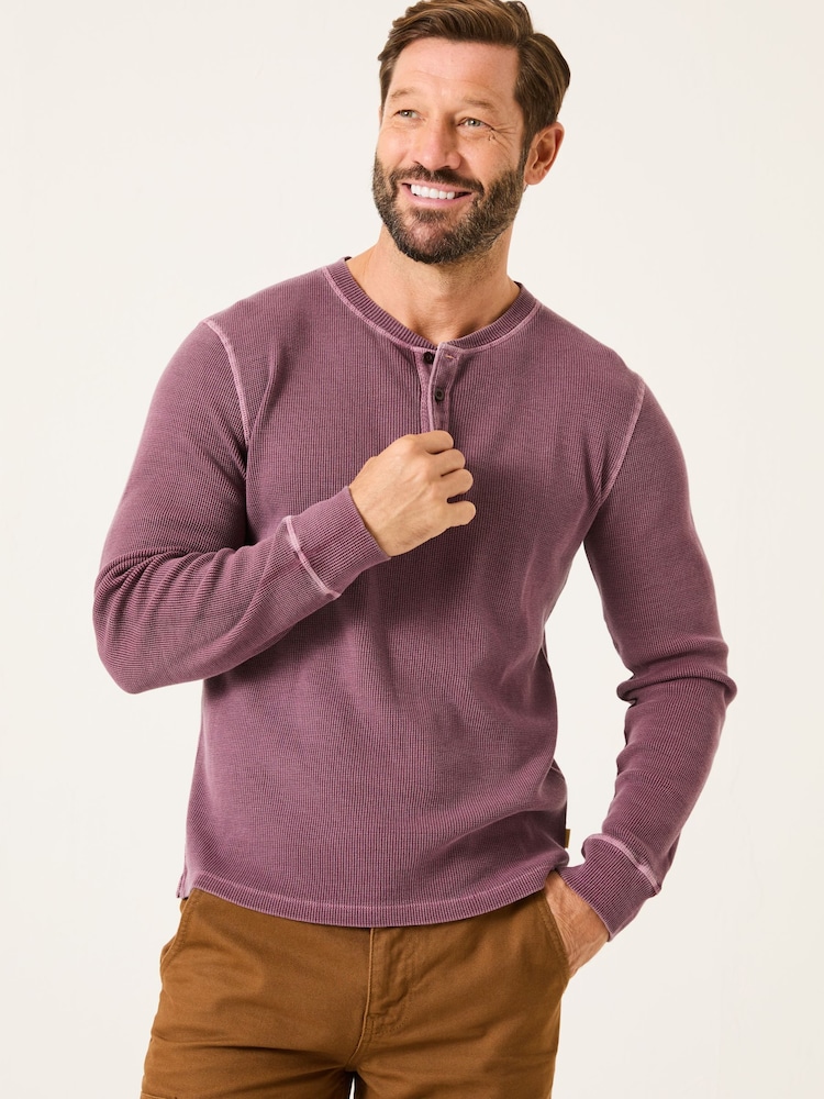 Lila - FatFace Long Sleeve Waffle Henley T-Shirt - Bild 1 von 5 Lila - FatFace Long Sleeve Waffle Henley T-Shirt - Bild 1 von 5