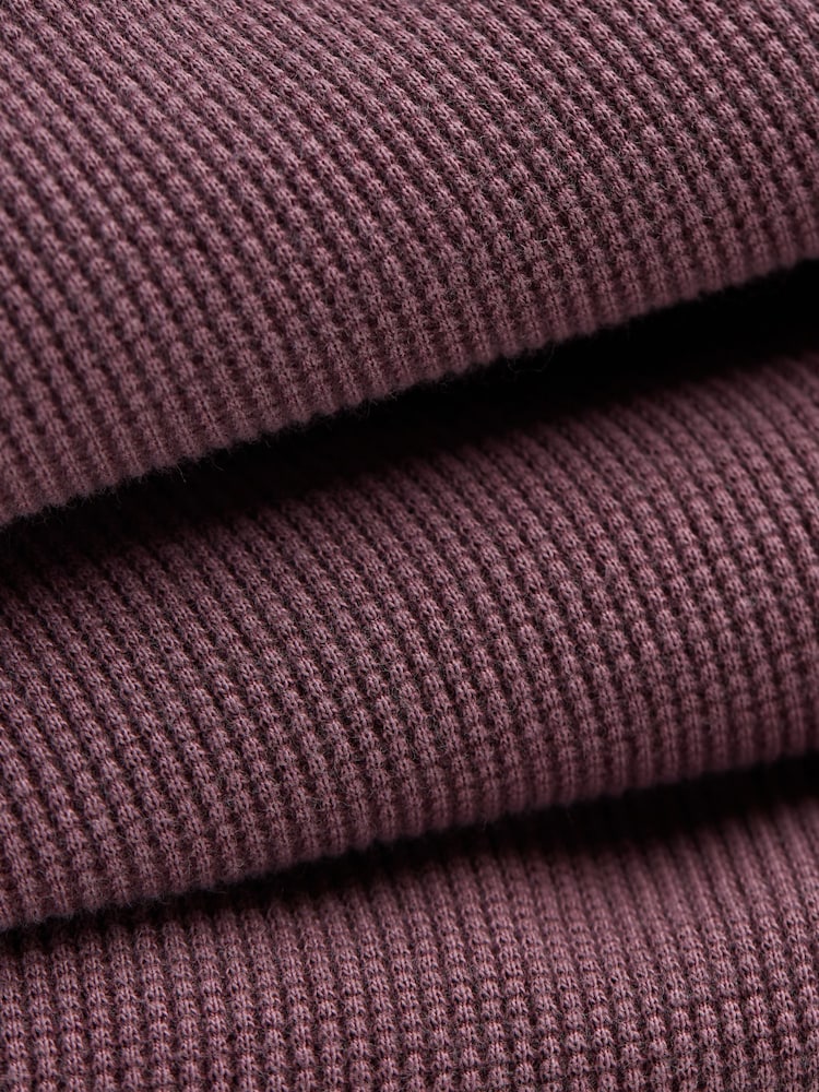 FatFace Purple Long Sleeve Waffle Henley T-Shirt - Image 5 of 5