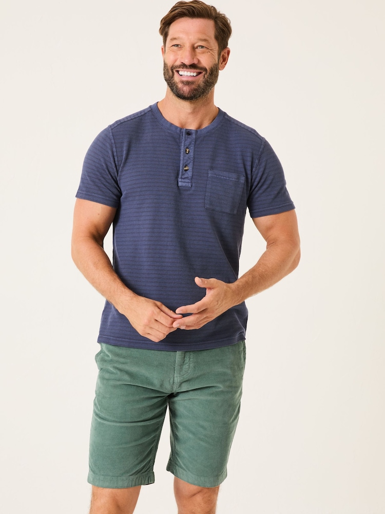 FatFace French Navy Overdye Stripe Henley Tshirt - Image 1 of 5