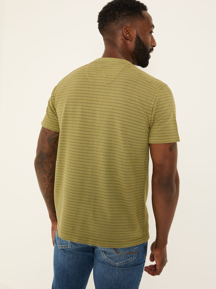 FatFace Overdye Stripe Henley Tshirt - Image 2 of 5