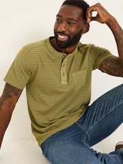 FatFace Overdye Stripe Henley Tshirt - Image 3 of 5