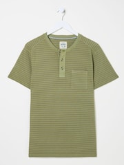 FatFace Overdye Stripe Henley Tshirt - Image 5 of 5