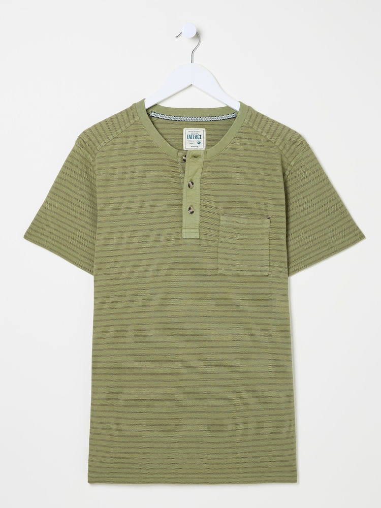FatFace Overdye Stripe Henley Tshirt - Image 5 of 5