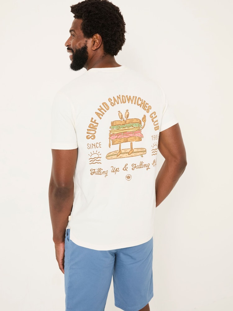 FatFace White Sandwiches 100% Cotton Short Sleeve Graphic T-Shirt - Image 1 of 8
