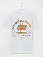 FatFace White Sandwiches 100% Cotton Short Sleeve Graphic T-Shirt - Image 7 of 8