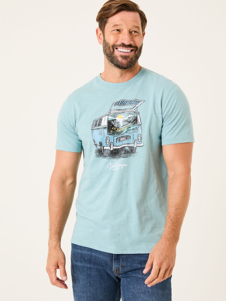 Light Blue Camper - FatFace Short Sleeve T-Shirt - Image 1 of 6 Light Blue Camper - FatFace Short Sleeve T-Shirt - Image 1 of 6