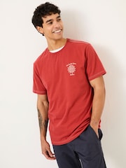 FatFace Vintage Red Beach 100% Cotton Short Sleeve Graphic T-Shirt - Image 1 of 7