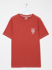 FatFace Vintage Red Beach 100% Cotton Short Sleeve Graphic T-Shirt - Image 5 of 7