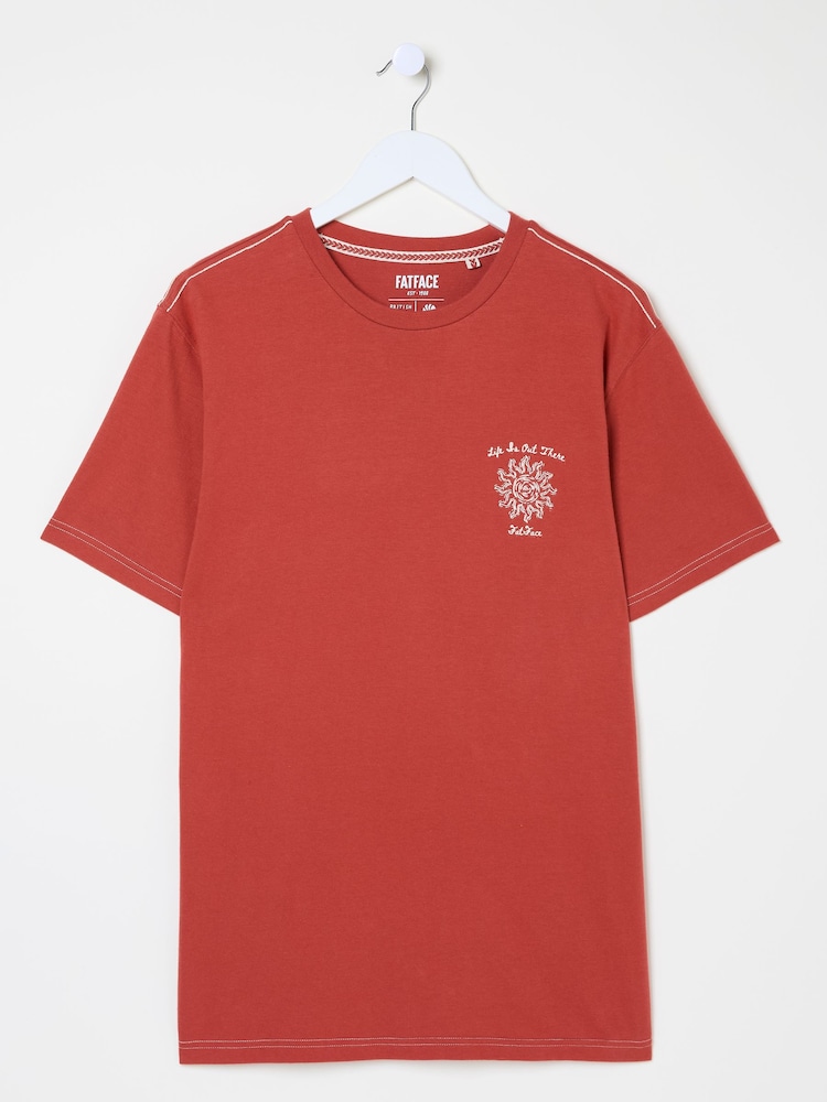 FatFace Vintage Red Beach 100% Cotton Short Sleeve Graphic T-Shirt - Image 5 of 7