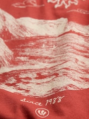 FatFace Vintage Red Beach 100% Cotton Short Sleeve Graphic T-Shirt - Image 7 of 7