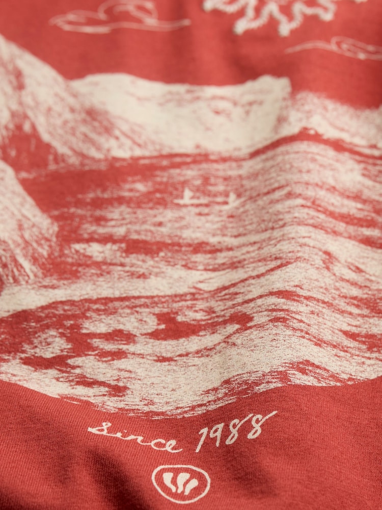 FatFace Vintage Red Beach 100% Cotton Short Sleeve Graphic T-Shirt - Image 7 of 7