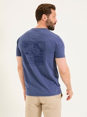 FatFace French Navy Bike Long Way Graphic Tshirt - Image 1 of 6
