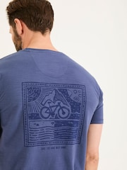 FatFace French Navy Bike Long Way Graphic Tshirt - Image 4 of 6