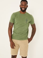 FatFace Green Surfing Crocodile 100% Cotton Short Sleeve Graphic T-Shirt - Image 1 of 6