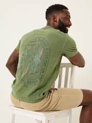 FatFace Green Surfing Crocodile 100% Cotton Short Sleeve Graphic T-Shirt - Image 3 of 6
