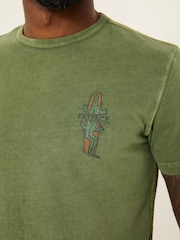 FatFace Green Surfing Crocodile 100% Cotton Short Sleeve Graphic T-Shirt - Image 4 of 6