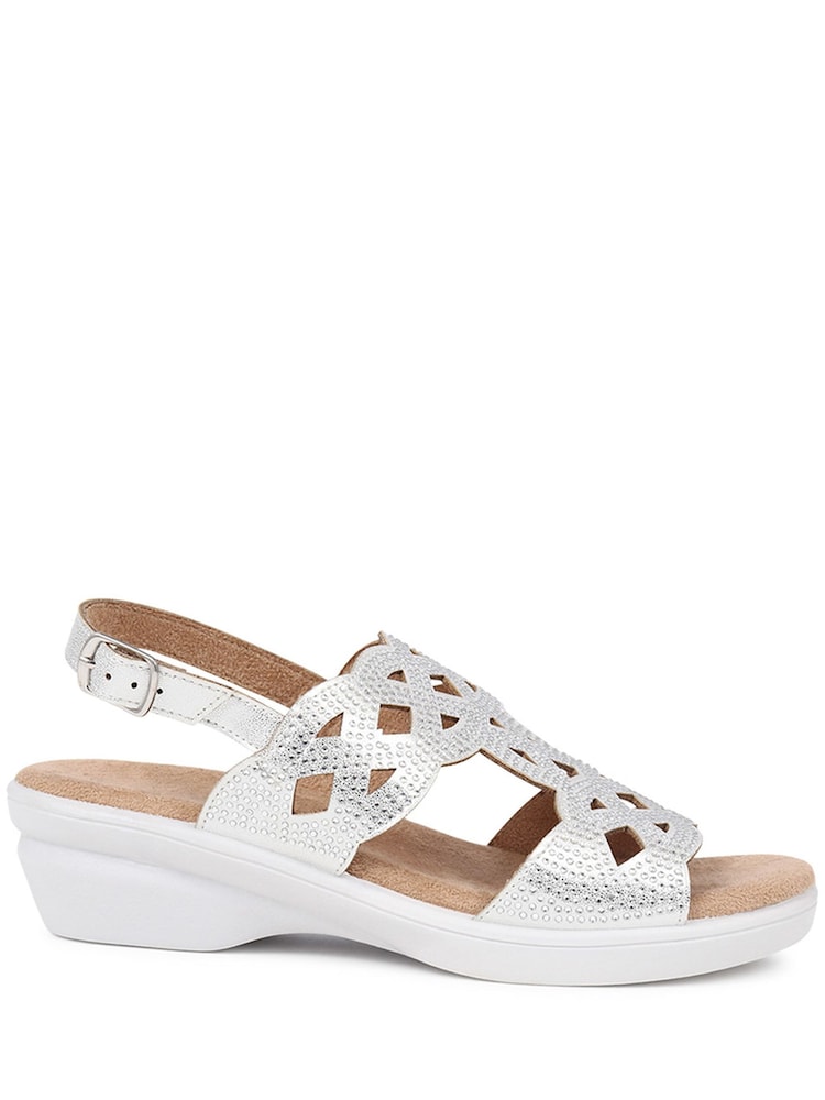 Pavers Silver Adjustable Heeled Sandals - Image 1 of 5