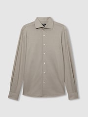 Reiss Grey Melange Brescia Atelier Linen-Blend-Jersey Shirt - Image 2 of 6