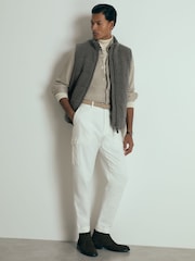 Reiss Grey Melange Brescia Atelier Linen-Blend-Jersey Shirt - Image 4 of 6