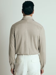 Reiss Grey Melange Brescia Atelier Linen-Blend-Jersey Shirt - Image 5 of 6