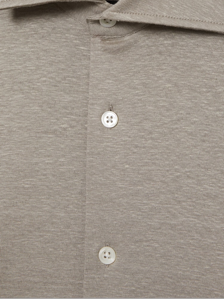 Reiss Grey Melange Brescia Atelier Linen-Blend-Jersey Shirt - Image 6 of 6