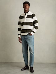 Reiss White/Dark Green Trafalgar Rugby-Stripe Long-Sleeve T-Shirt - Image 1 of 6