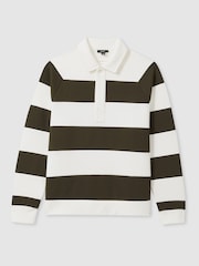 Reiss White/Dark Green Trafalgar Rugby-Stripe Long-Sleeve T-Shirt - Image 2 of 6