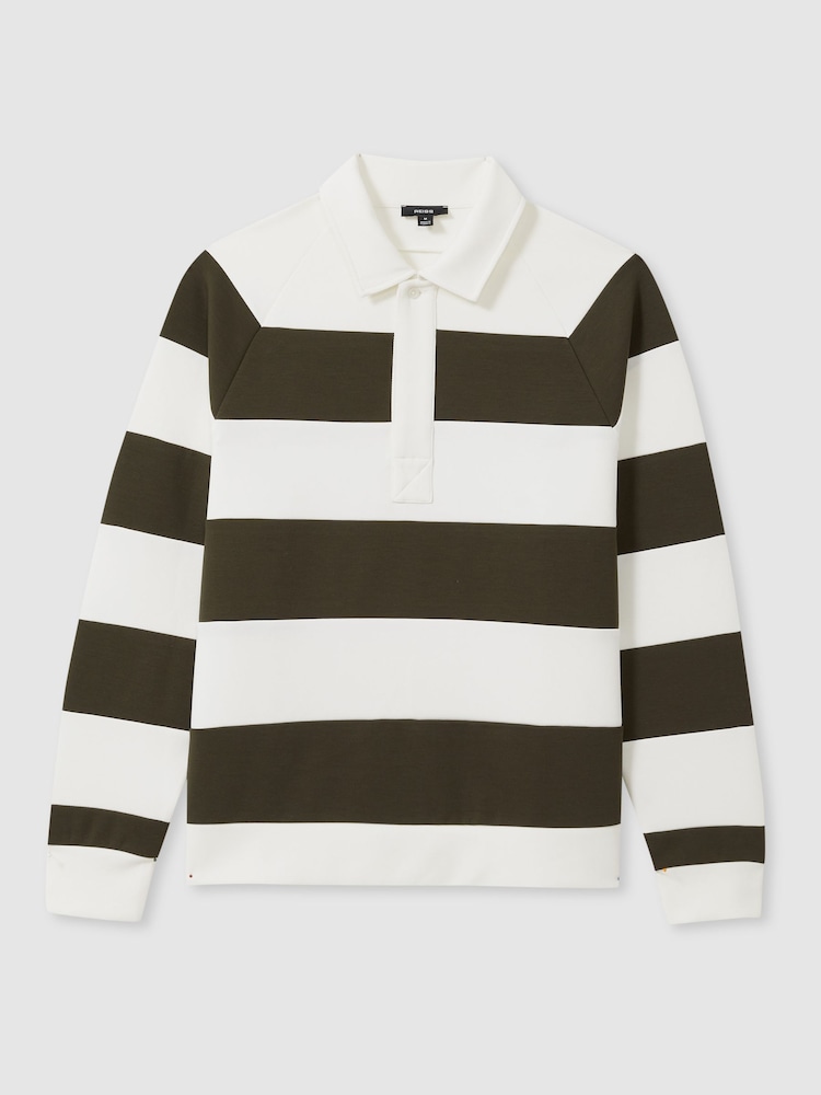 Reiss White/Dark Green Trafalgar Rugby-Stripe Long-Sleeve T-Shirt - Image 2 of 6