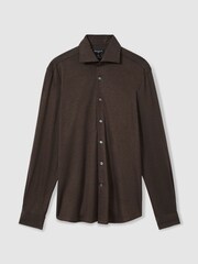 Reiss Brown Brescia Atelier Linen-Blend-Jersey Shirt - Image 2 of 6