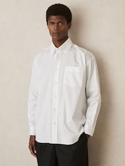 Reiss White Kris Cotton Oversized Long-Sleeve Shirt - Image 1 of 6