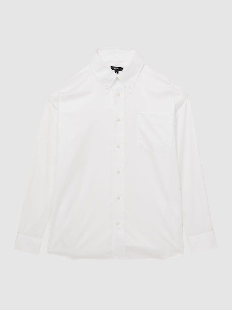 Reiss White Kris Cotton Oversized Long-Sleeve Shirt - Image 2 of 6