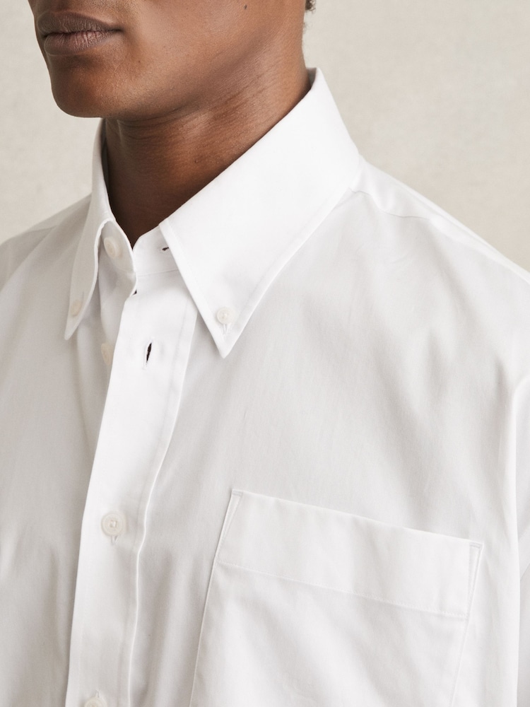 Reiss White Kris Cotton Oversized Long-Sleeve Shirt - Image 4 of 6