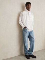 Reiss White Kris Cotton Oversized Long-Sleeve Shirt - Image 6 of 6